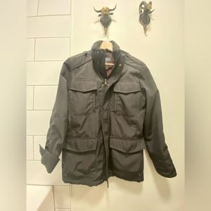 Men winter coat black / purple lining SMALL great condition.  Used.